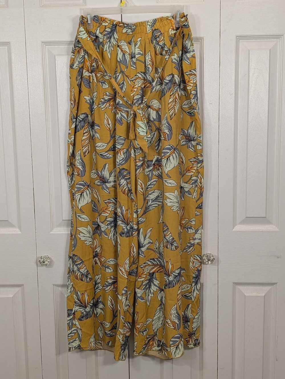 Breeze Ever: Yellow Floral Rayon Pants - Size XL